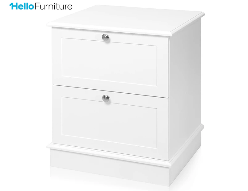 HelloFurniture Harper 2-Drawer Bedside Table - White