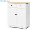 HelloFurniture Elwood 2-Door 2-Drawer Storage Cabinet - White/Natural