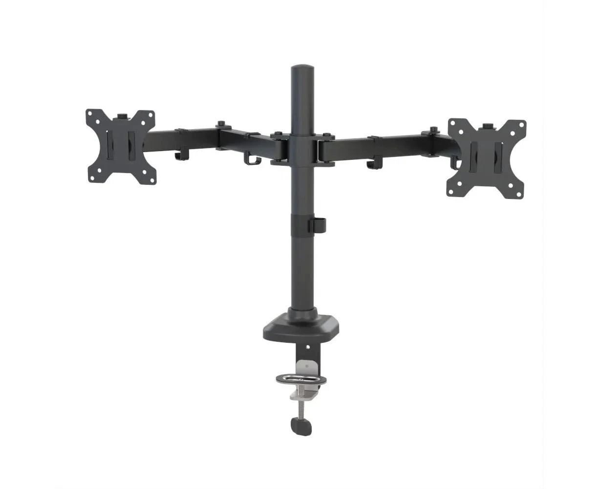 Barkan Dual Flat/Curved Monitor Desk Mount, 13 - 27 Inch Size, Black