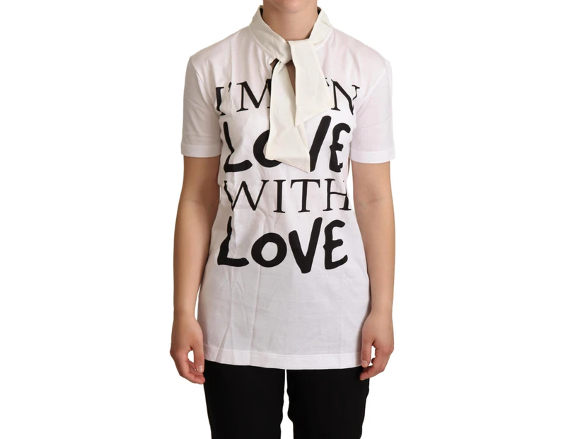 Dolce & Gabbana White Cotton Silk I'm In Love Top T shirt