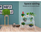 Levede Plant Stands Outdoor Indoor Metal White Flower Pot 3 Garden Corner Shelf - Black, White