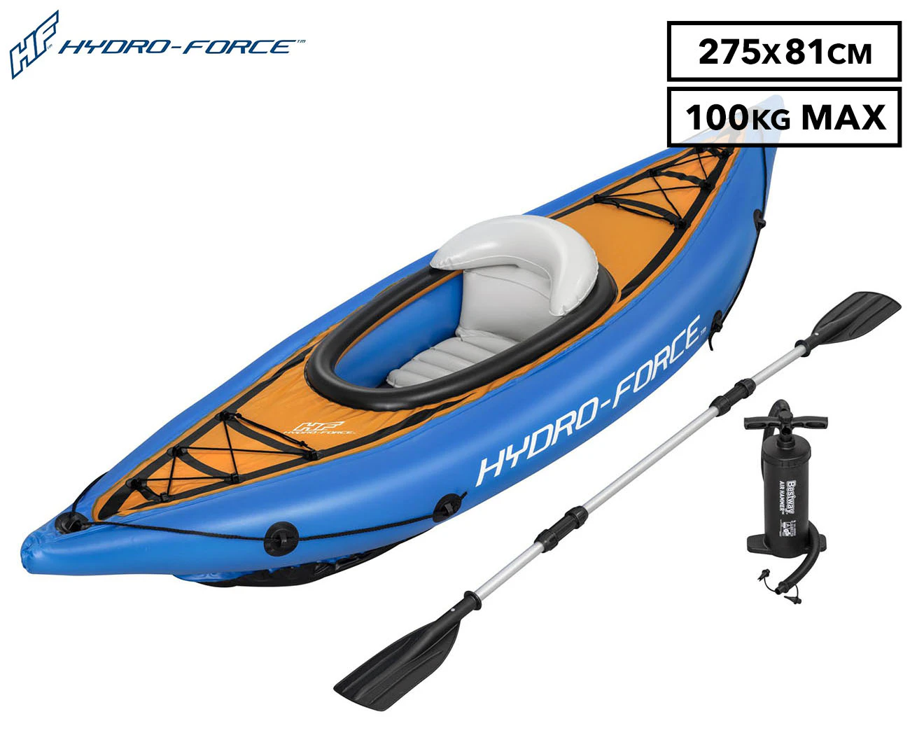 Bestway Hydro-Force 2.75mx81cm Cove Champion Inflatable Kayak w/ Paddles Set