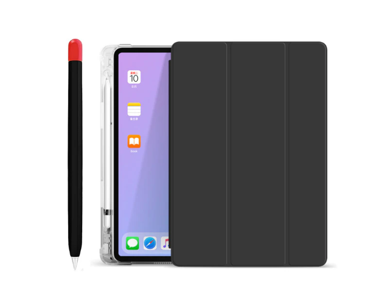 StylePro combo, iPad 7th, 8th, 9th, 10.2 slim fit smart folio case with apple pencil case, black.