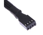 3 Pcs 4pin 1 to 3 Ways Extender Cable PWM Fan Splitter Black Sleeved Extension Cable for CPU or Computer Case Fan