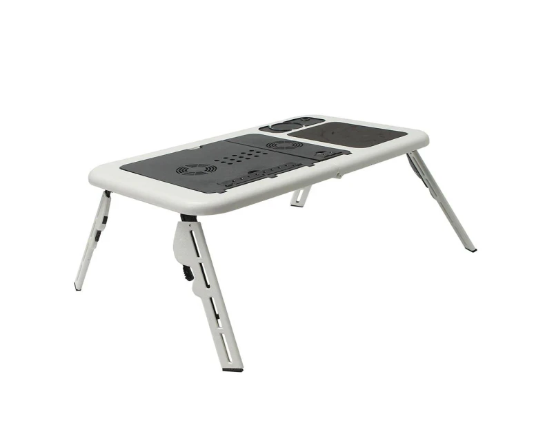 Folding Laptop Notebook Table Stand Tray Desk Holder With 2 USB Cooling Fans For Sofa Bed Lawn