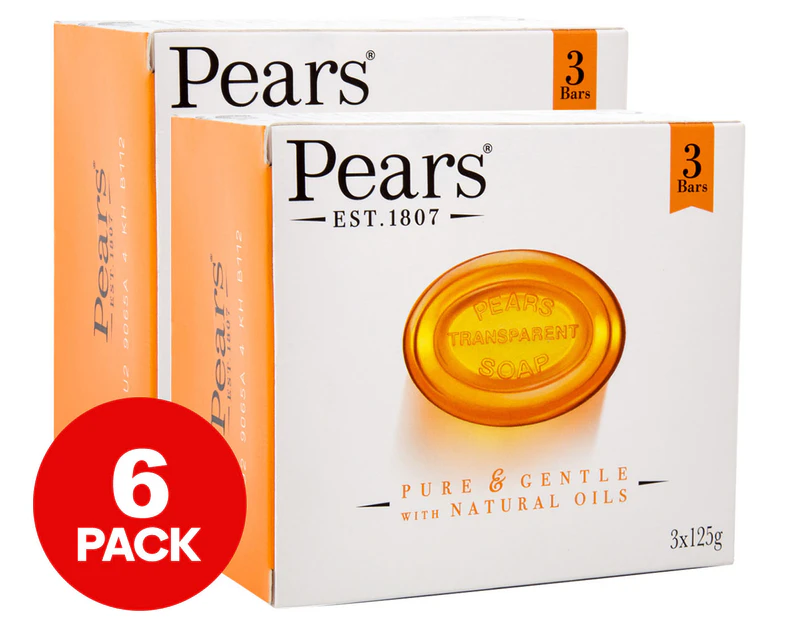 2 x Pears Pure & Gentle Transparent Soap Bar w/ Natural Oils 125g 3pk