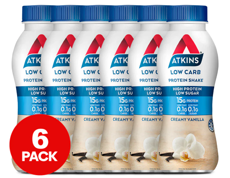 6 x Atkins Low Carb Protein Shake Creamy Vanilla 330mL