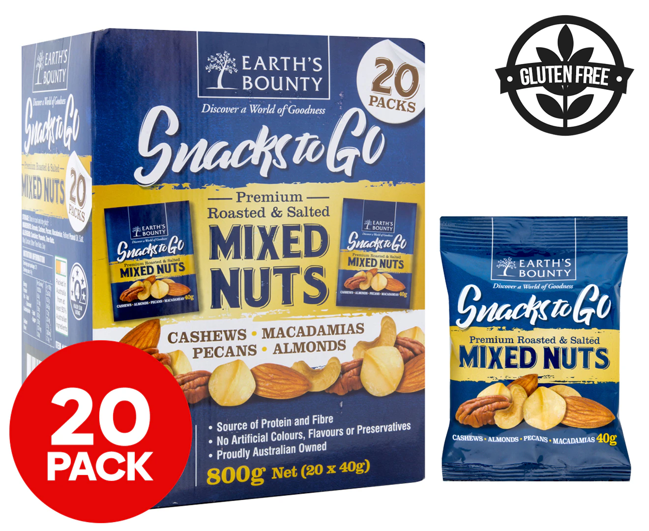 Earth's Bounty Mixed Nuts Snacks To Go 20pk