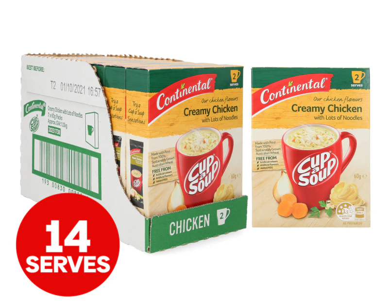 7 x 2pk Continental Cup A Soup Creamy Chicken with Lots of Noodles