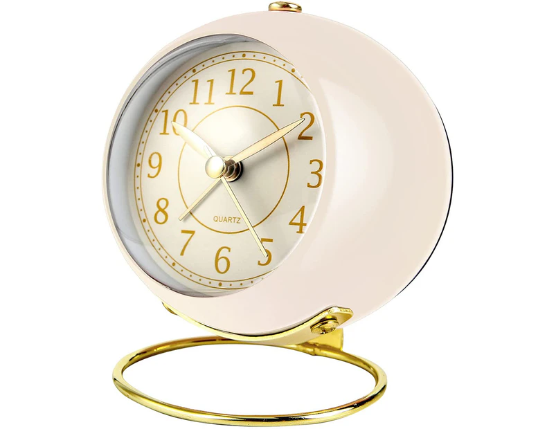 Biwiti Silent Alarm Clocks Desk Clock with Night Light -Beige