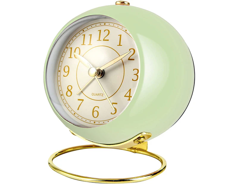 Biwiti Silent Alarm Clocks Desk Clock with Night Light -Green