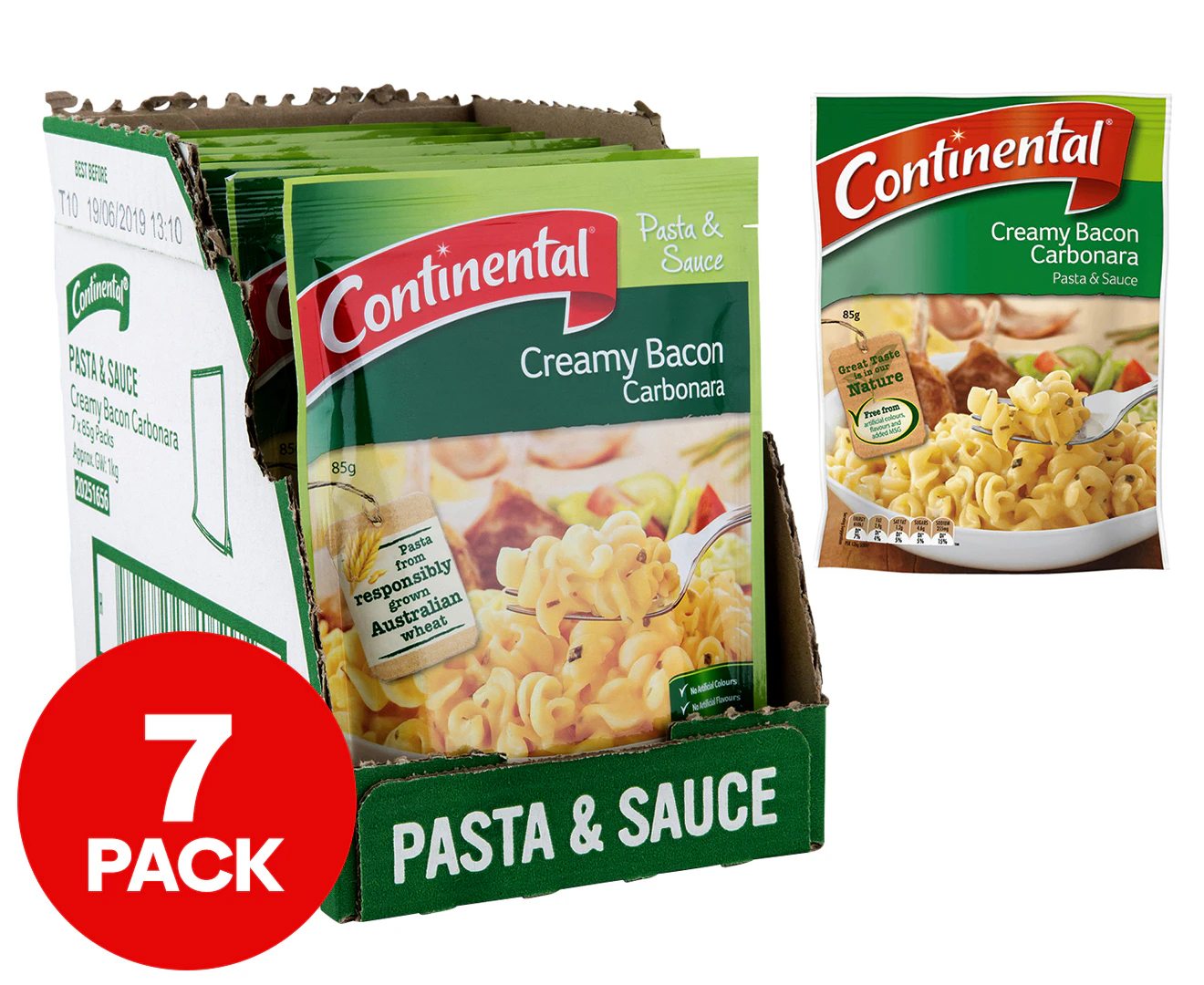 7 x Continental Pasta & Sauce Creamy Bacon & Carbonara 85g