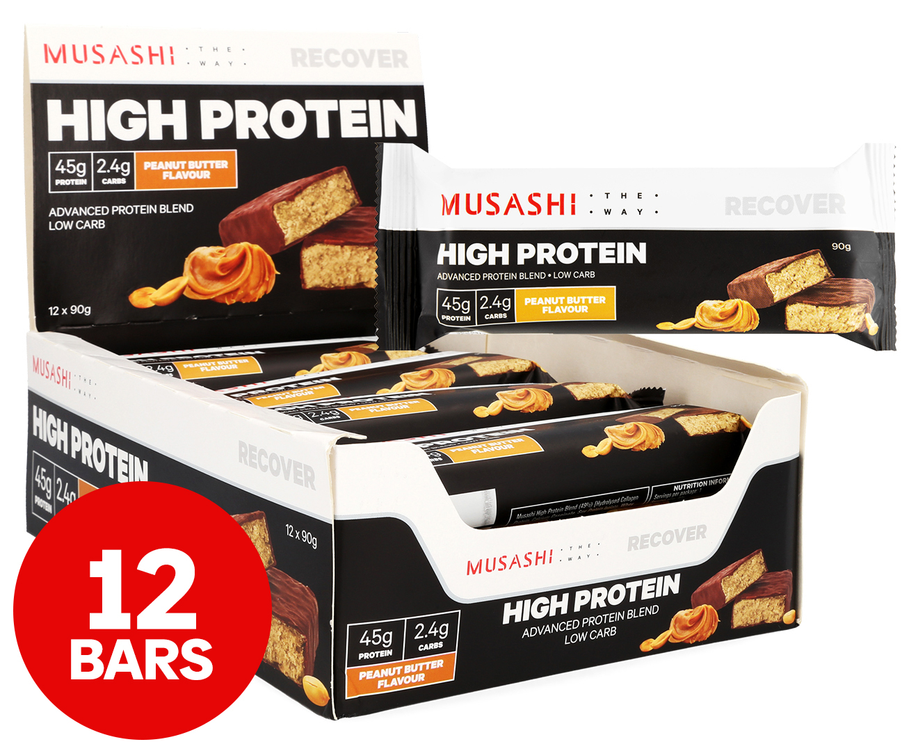 12 X Musashi High Protein Bar Peanut Butter 90g | Catch.com.au