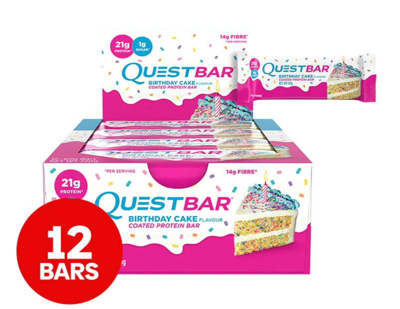 12 x Quest Protein Bar Birthday Cake 60g