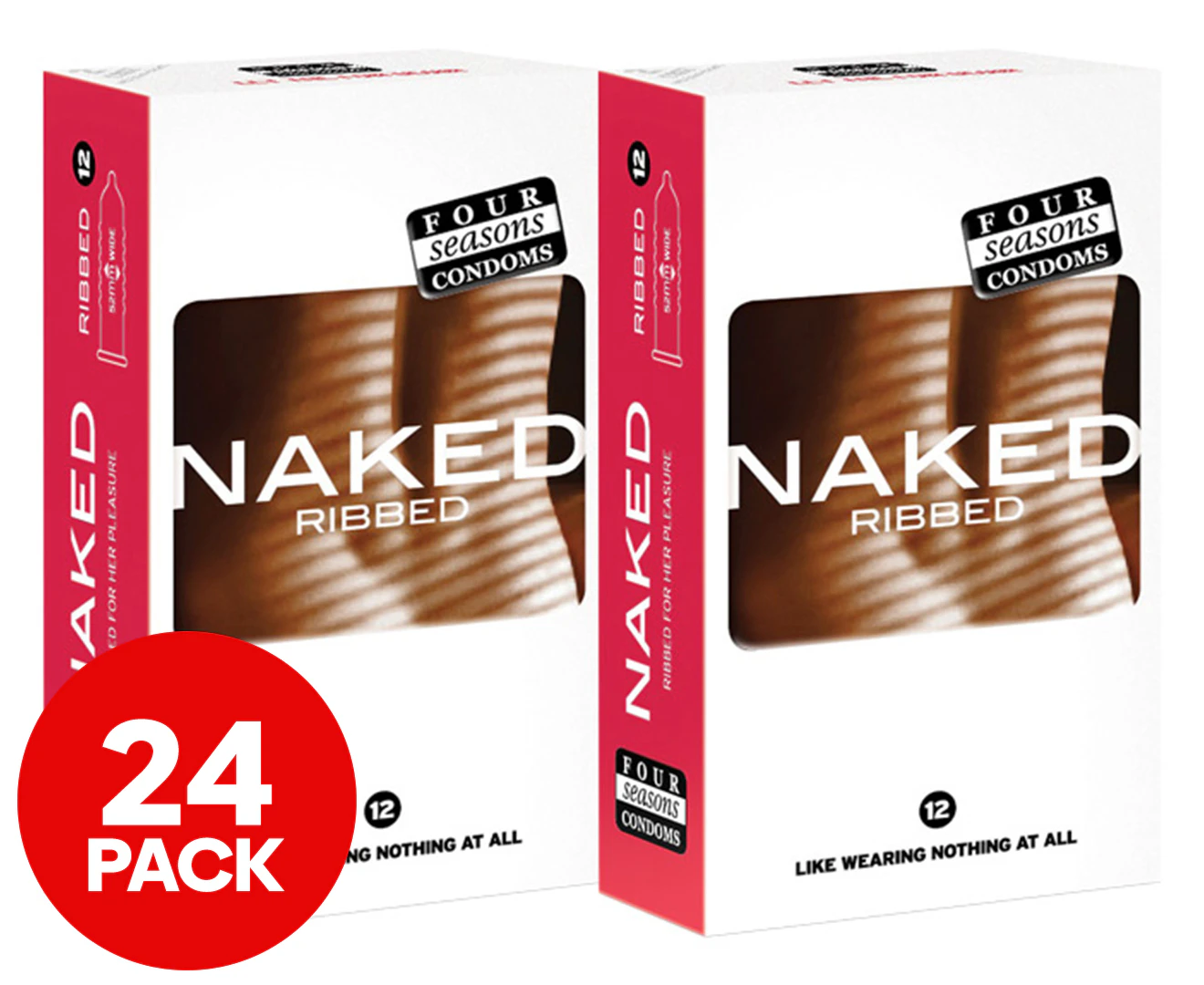 2 x 12pk Four Seasons Condoms Naked Ribbed