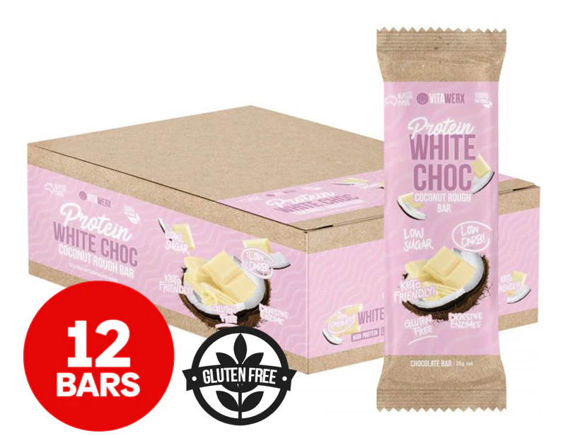 12 x Vitawerx Protein White Choc Bar Coconut Rough 35g