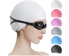 Silicone Swim Cap,Comfortable Bathing Cap Ideal For Curly Short Medium Long Hair, Swimming Cap For Women And Men,white