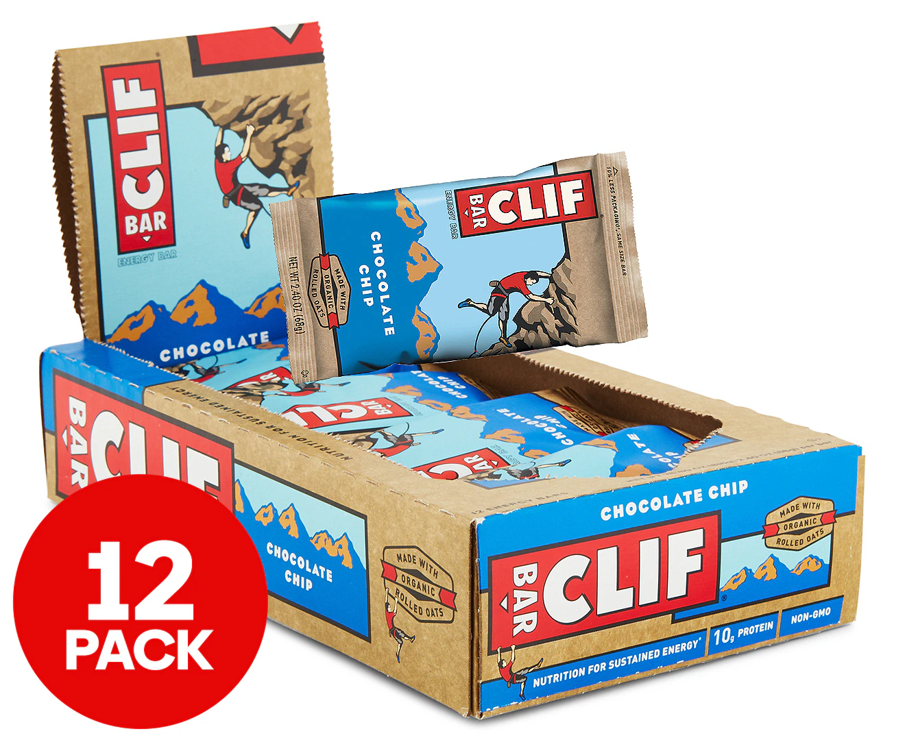 12 x Clif Energy Bar Chocolate Chip Energy Energy Bar 68g