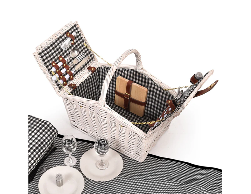 2 Person Picnic Basket Baskets Set Outdoor Blanket Deluxe Willow Gift Storage