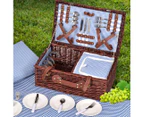 4 Person Picnic Basket Baskets Set Outdoor Deluxe Willow Insulated Storage Carry