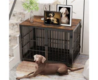 Wooden Dog Crate Furniture End Table with Door Pet Puppy Cage 107 x 71 x 81cm - Black