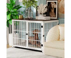 Wooden Dog Crate Furniture End Table with Door Pet Puppy Cage 107 x 71 x 81cm - White