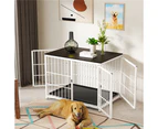 Wooden Dog Crate Furniture End Table with Door Pet Puppy Cage 107 x 71 x 81cm - White