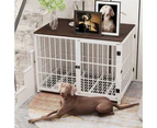 Wooden Dog Crate Furniture End Table with Door Pet Puppy Cage 107 x 71 x 81cm - White