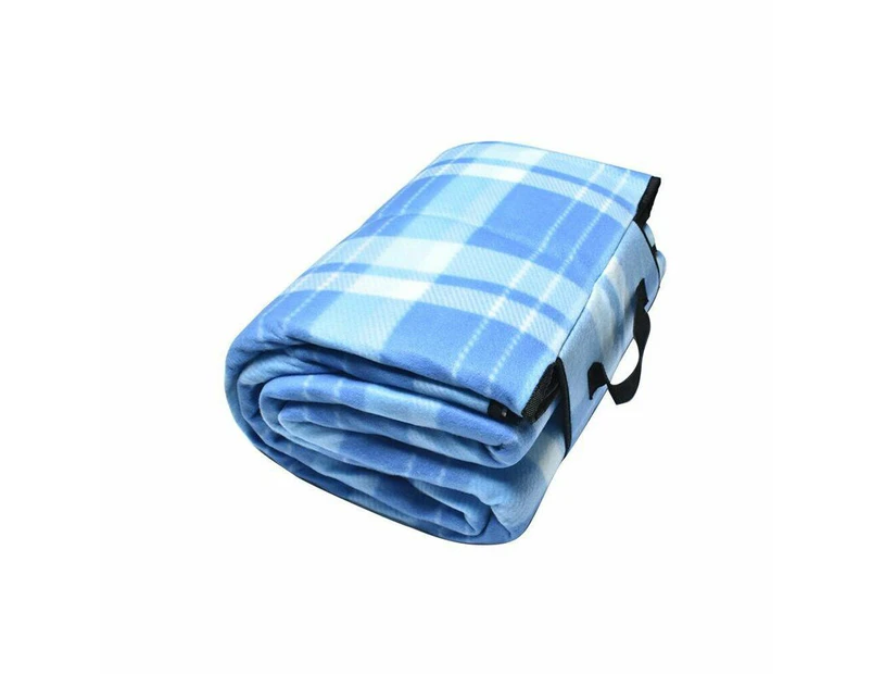 3-Layers Soft Picnic Blanket Rug Waterproof Folding Mat Camping Beach 2x2m [Colour: BLUE CHECKERED]
