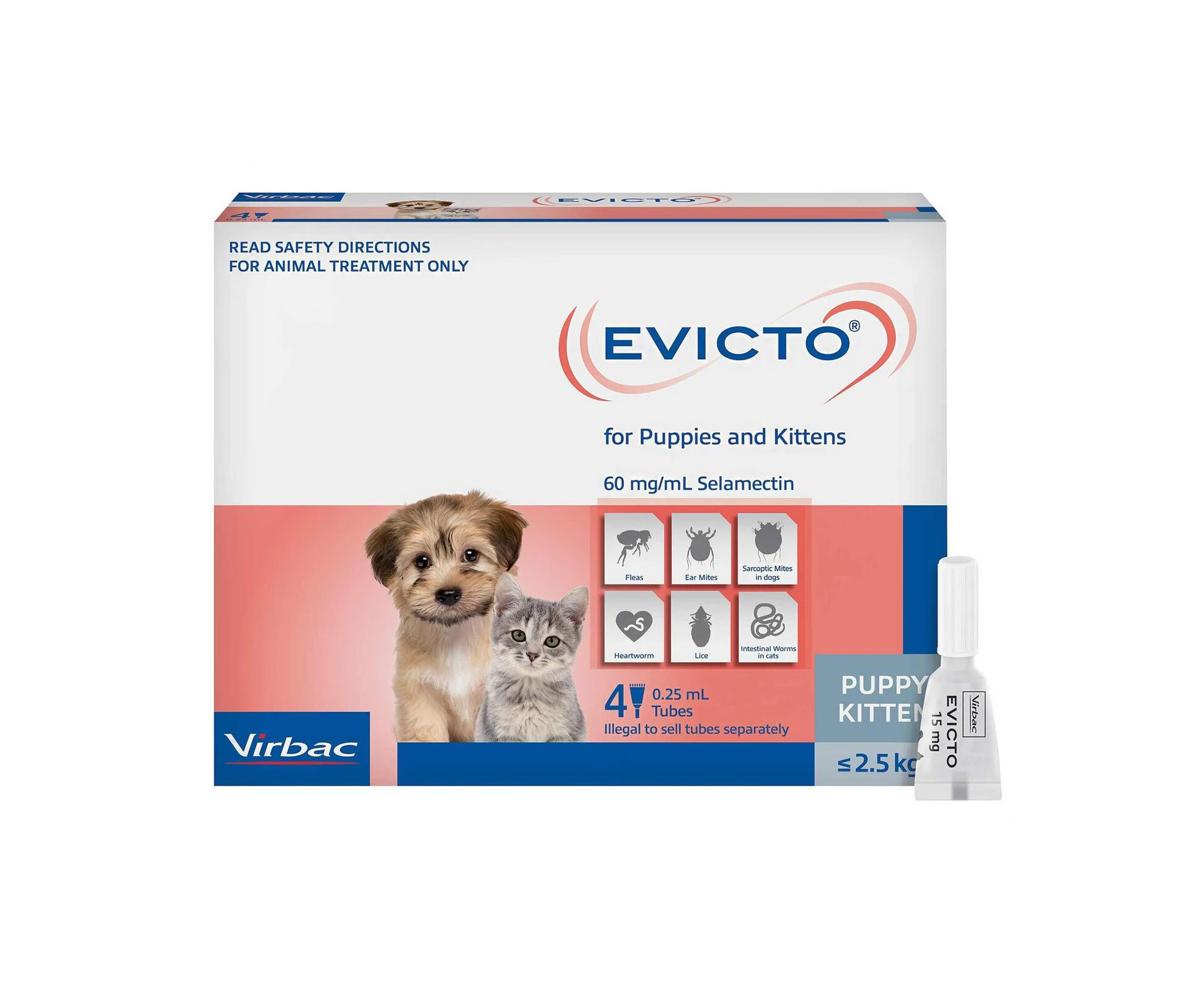 Evicto Spot On Flea & Worm Treatment for Puppies & Kittens Up to 2.5kg 4 Pack