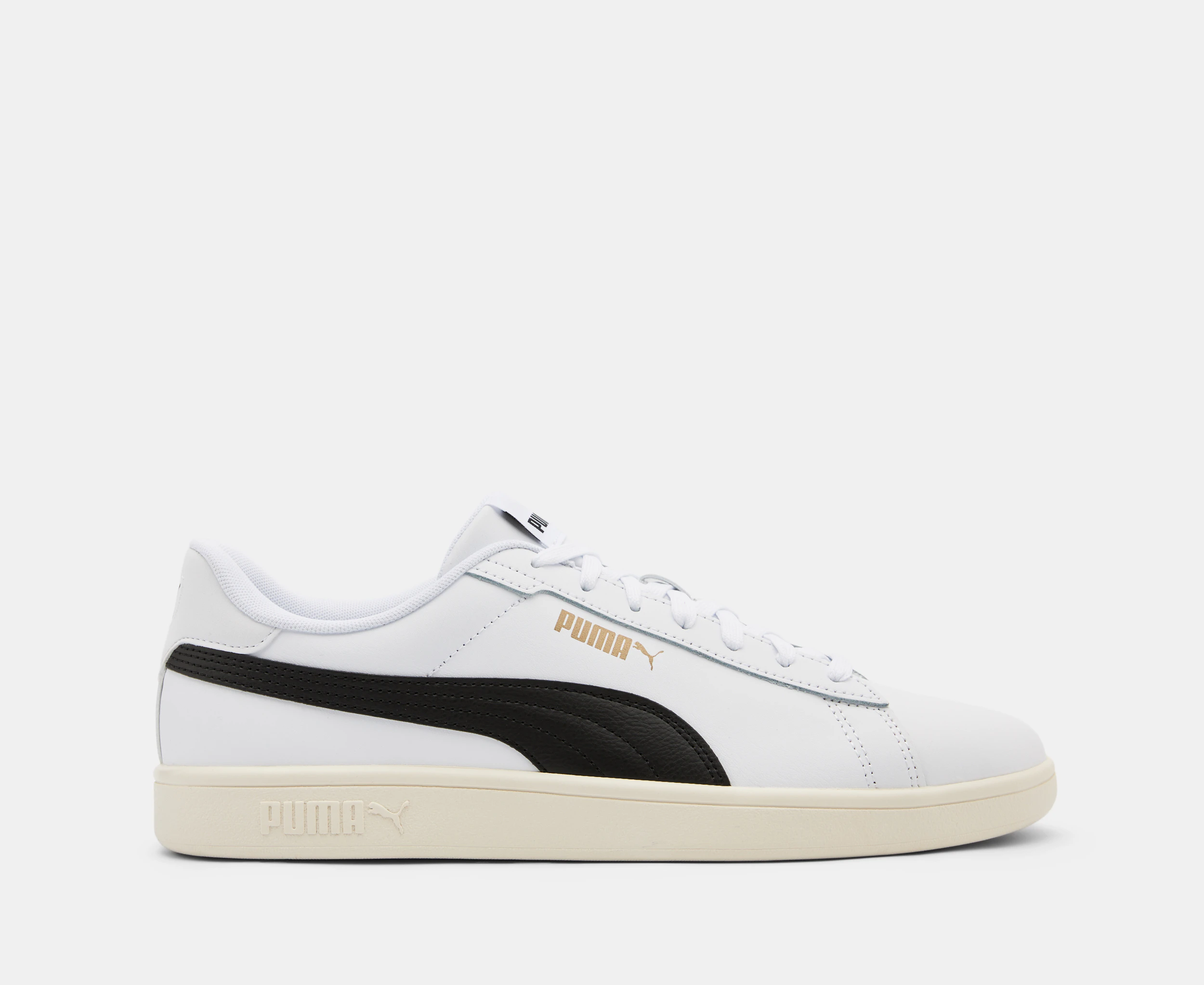 Puma Unisex Smash 3.0 Sneakers - White/Black/Gold/Frosted Ivory