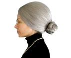 Grey Granny Wig with Bun Mrs Claus - Adult Size
