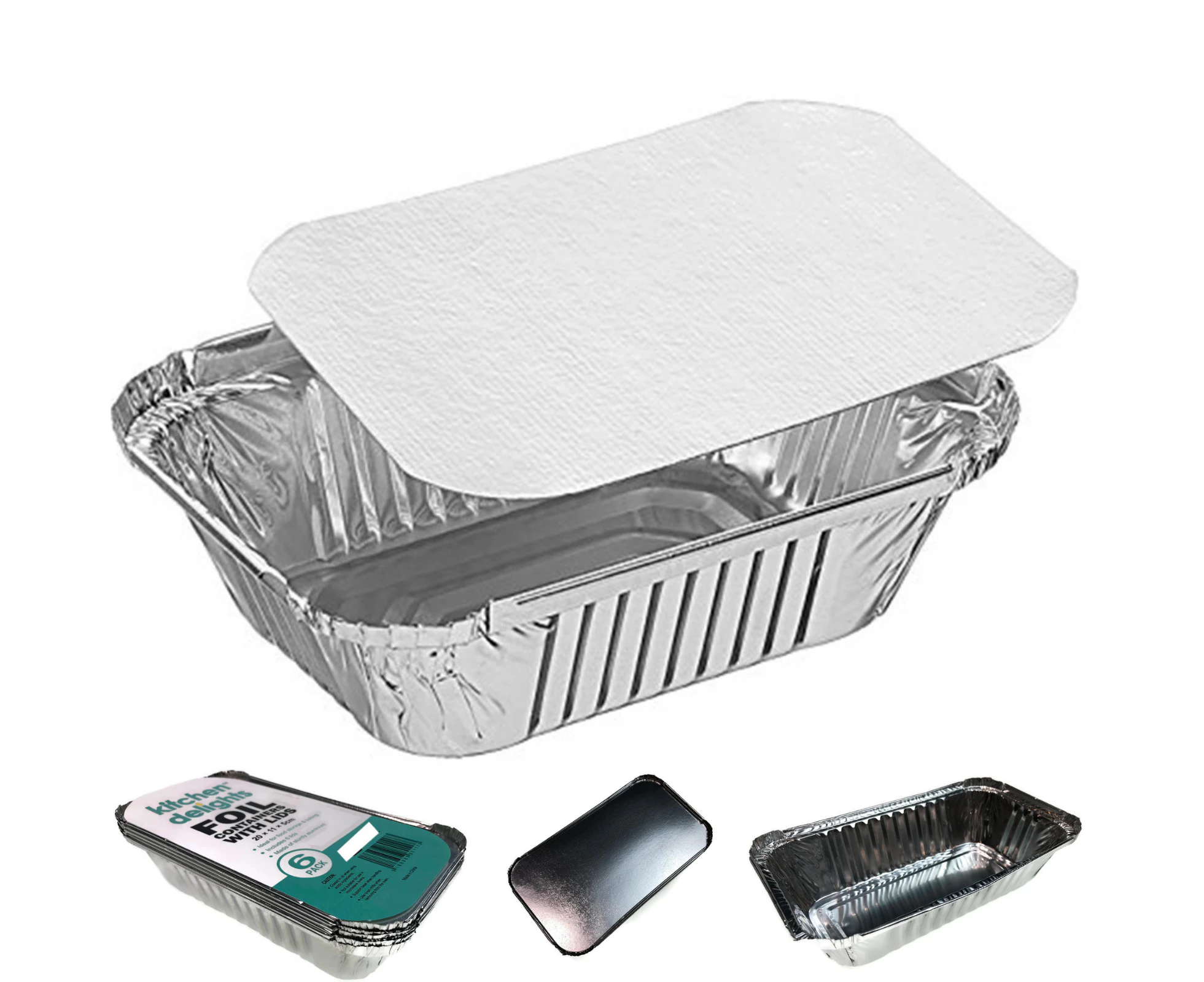 144x ALUMINIUM FOIL CONTAINERS WITH LIDS Large Tray BBQ Takeaway Roasting 20cm*11cm*5cm