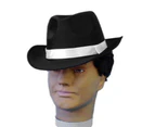Black Satin Matte Gangster Hat - Adult