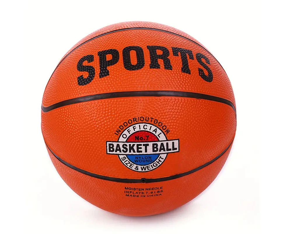 Classic Rubber Basketball Training Standard Size Downtown for NBA- Black/Orange