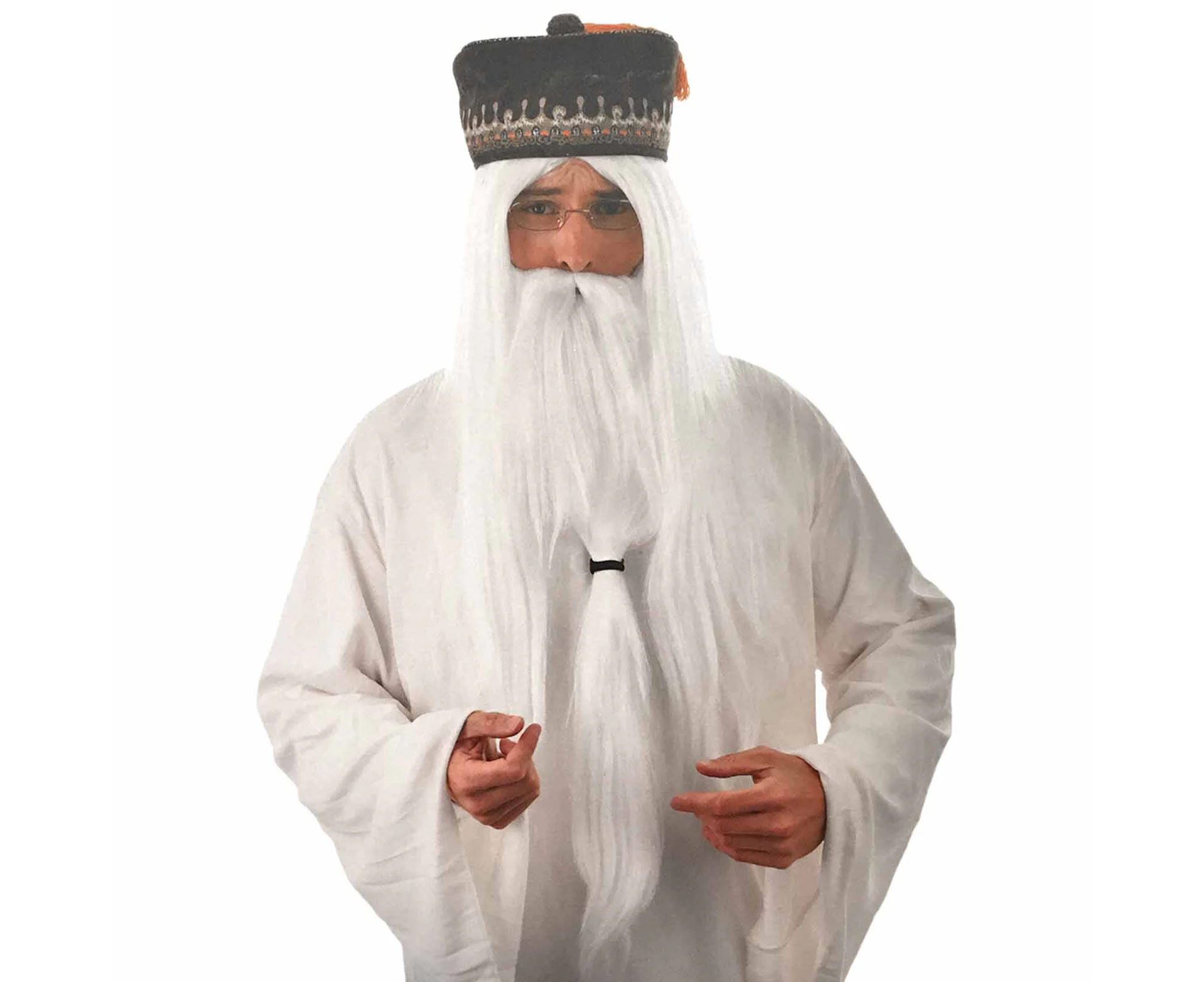 Wizard Long White Wig & Beard Set - Adult