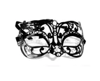 Metal Masquerade Mask - Black with Rhinestones