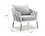 Silas Outdoor Ivory Rope and Aluminium Lounge  Arm Chair - Outdoor Aluminium Chairs -