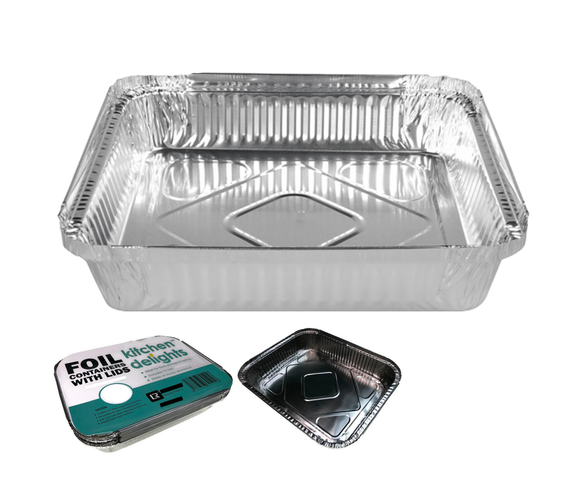 20x ALUMINIUM FOIL CONTAINERS WITH LIDS Large Tray BBQ Takeaway Roasting 22cm*15cmx*4.5cm