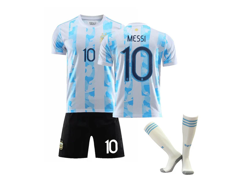 : Necm 2021 Argentina #10 Leo Messi Copa-American Home Kids  Football Soccer Jersey/Shorts/Socks Kit Youth Sizes (Messi White, 16 (2-3  Years)) : Clothing, Shoes & Jewelry