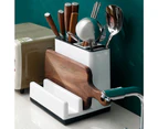 Kitchen Utensil Plastic Scissors Knife Holder Cutting Board Holder Draining Rack Storage Shelf Organizer Chopping Rack