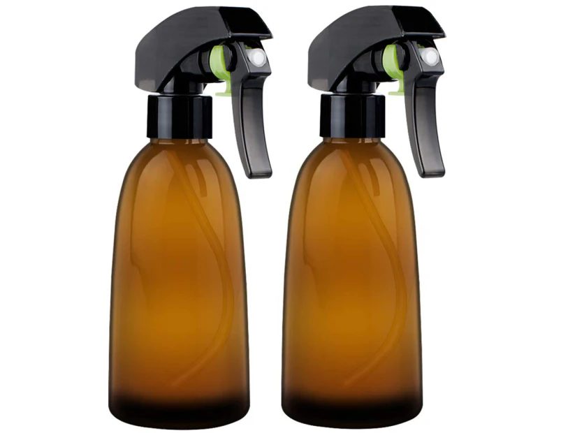2Pcs Empty PET Amber Spray Bottles, 7oz Refillable Container for Essential Oils, Cleaning Products, or Aromatherapy