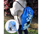 Drawstring Bag Cartoon Pattern Waterproof Wear-resistant Drawstring Swimming Shoulder Bag for Beach - Blue