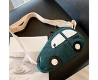 Children Snack Bag High Capacity Adjustable Strap Corduroy Fashion Cartoon Car Shape  Crossbody Bag for Everyday Life - Green