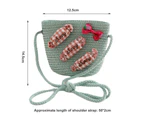Cute Kids Handbag All-Matched Straw Weave 3D Candy Girls Coin Bag for Daily Wear - Green