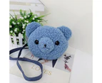 Plush Handbag Zipper Closure Cartoon Animal Shape Appropriate Capacity Korean Style Decorate Adorable Soft Plush Bear Crossbody Shoulder Bag for Kids - Sky Blue