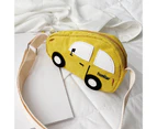 Children Snack Bag High Capacity Adjustable Strap Corduroy Fashion Cartoon Car Shape  Crossbody Bag for Everyday Life - Yellow