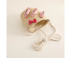 Cute Kids Handbag All-Matched Straw Weave 3D Candy Girls Coin Bag for Daily Wear - Coffee