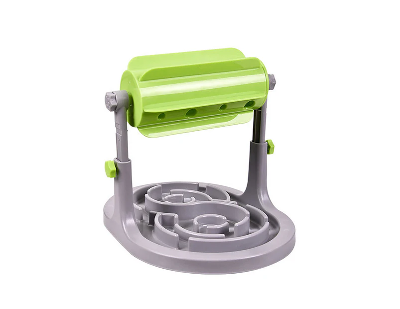 Cat Dog Food Bowl Toy Drum-type Leakage Feeder Device Adjustable Pet Utensils-Green