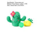 3Pcs/Set Sniffing Toy Pineapple Cactus Design Leaking Food Cotton Soft Molar Squeak Toy for Puppy
